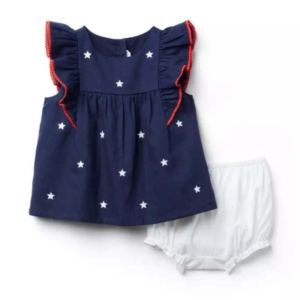 NWT Janie and Jack Baby Girl Star Print Ruffle Top